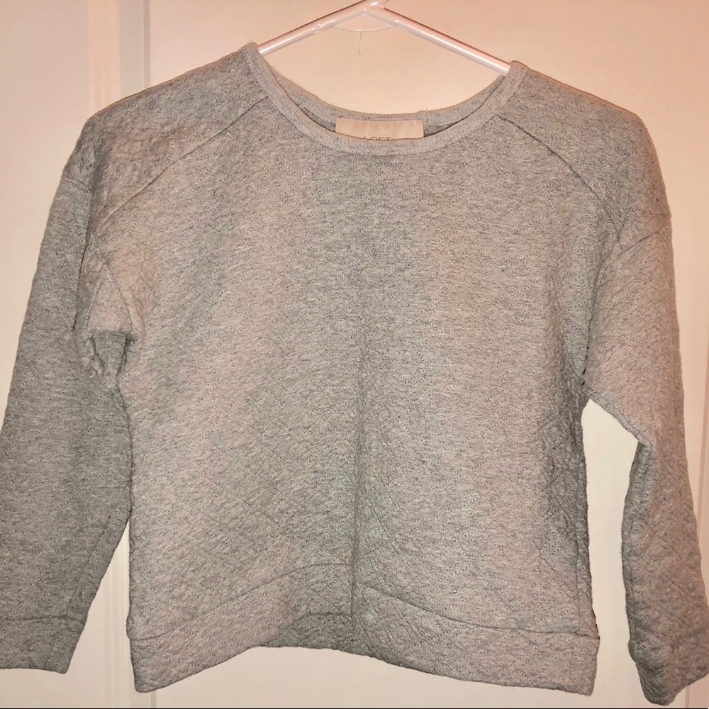 LOFT diamond embossed croptop cotton 3/4 sleeve